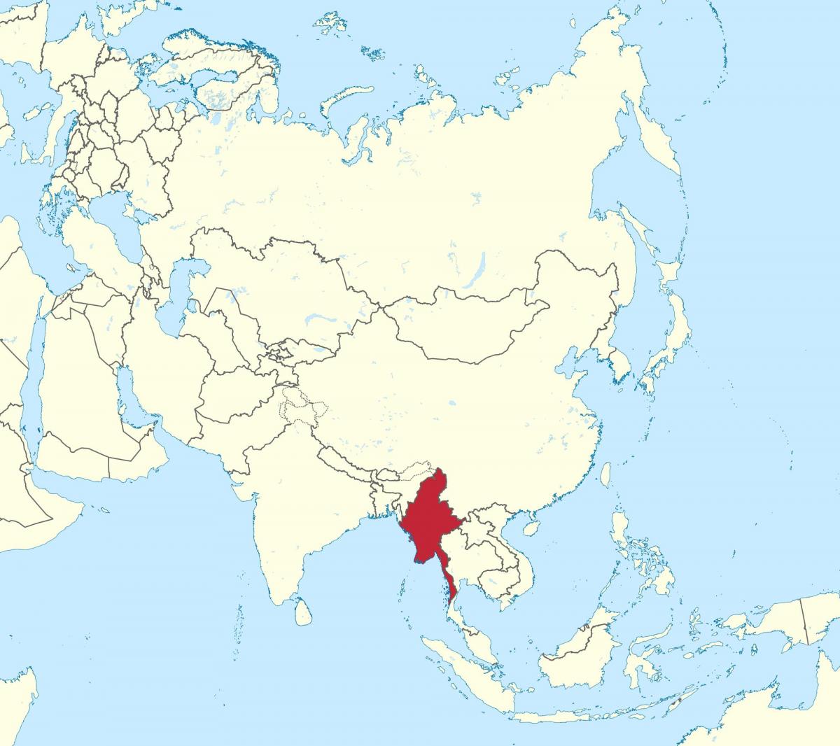 kaart van de wereld van Myanmar, Birma