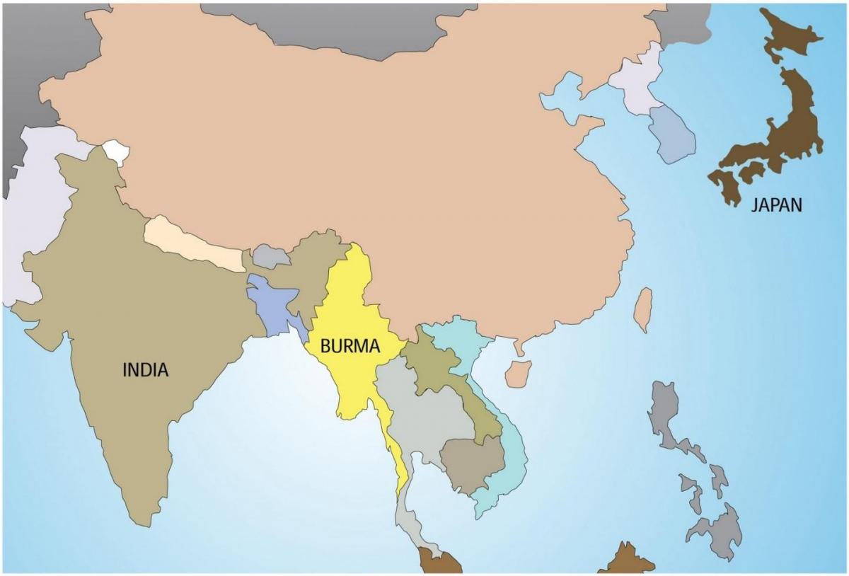 Myanmar in de kaart van de wereld