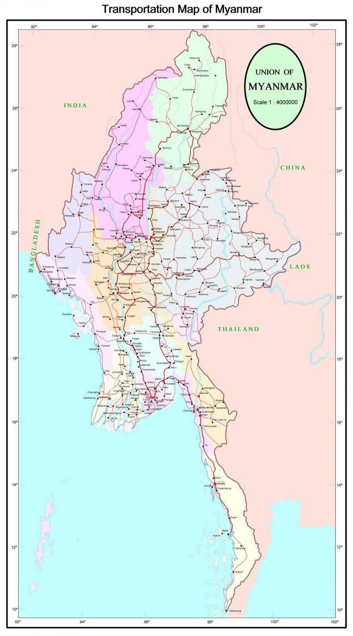 Myanmar weg met kaart