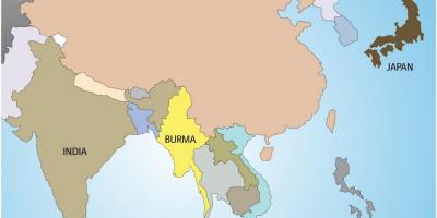Myanmar in de kaart van de wereld