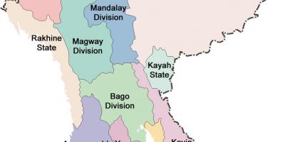 Myanmar kaart en staten