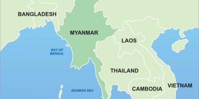 Myanmar op de kaart van azië
